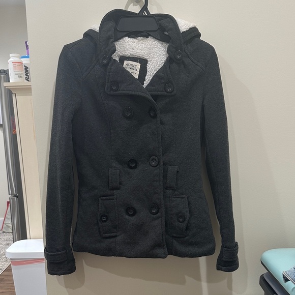 Ashley By 26 International Women's Sherpa Lined Charcoal Peacoat - Picture 1 of 6